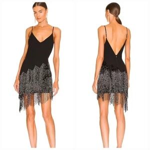 New NBD / Revolve Annika Beaded Fringe Dress Black